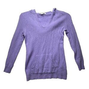Enzo Mantovani Cashmere Hooded Sweater V-neck Women's Sz S Small Light Purple